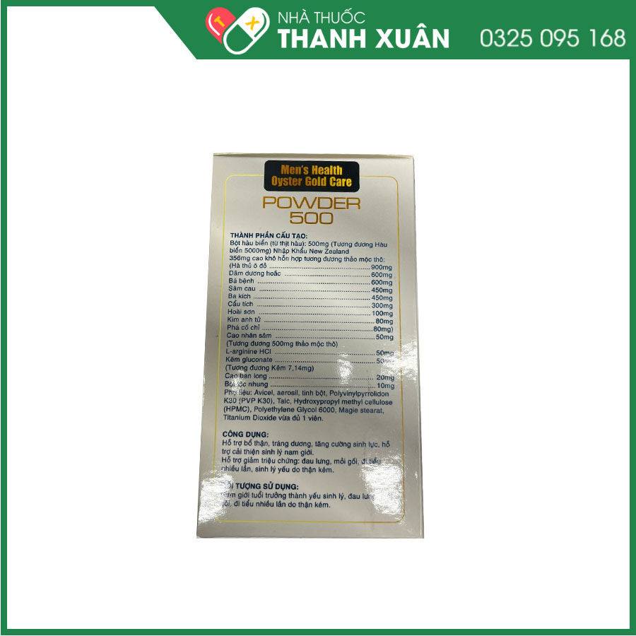 Men's Health Oyster Gold Care Powder 500 hỗ trợ tăng cường sinh lý nam